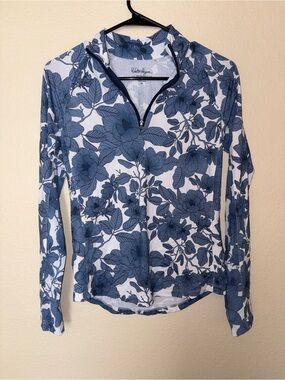 Walter Hagen Blue Floral Long Sleeve Half-Zip Top
